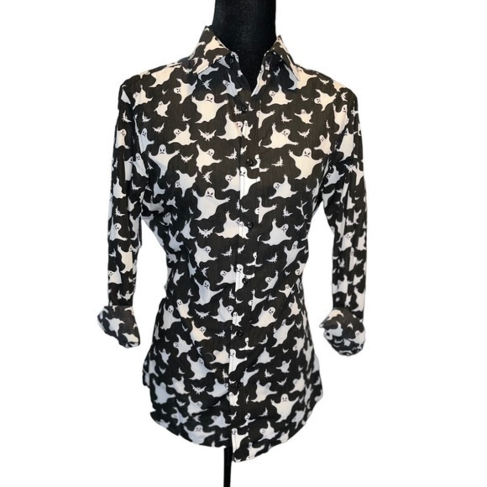 Simon Banks Long Sleeve Button Down Ghosts
Halloween Shirt Mens Size Small